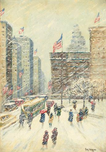 GUY WIGGINS Fifth Avenue, New York, in Snow.